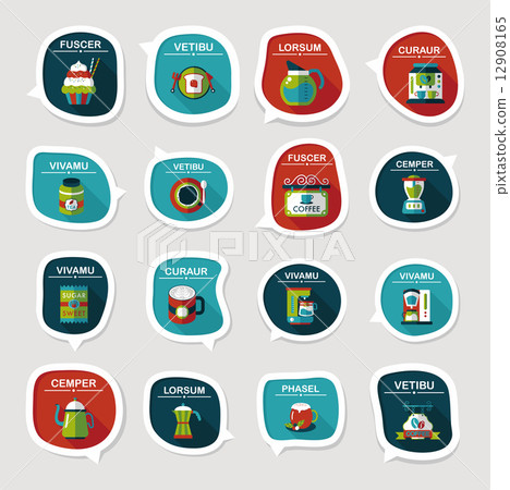 Coffee bubble speech flat banner design flat background set, eps Coffee bubble speech flat banner design flat background set, eps 12908165