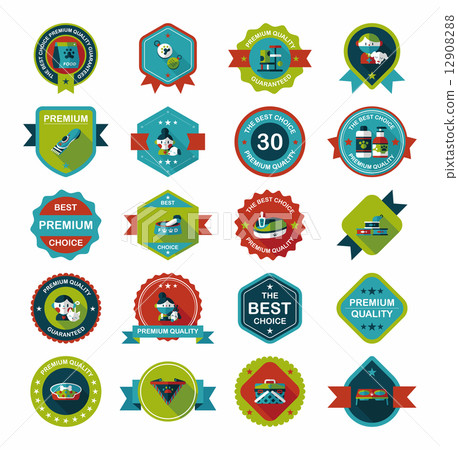 Pet badge flat banner design background set, eps10 12908288