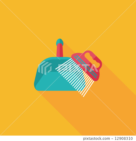 Pet dog broom flat icon with long shadow,eps10 Pet dog broom flat icon with long shadow,eps10 12908310