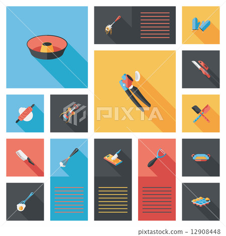 Kitchenware flat app ui background,eps10 12908448