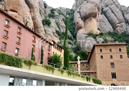 Monserrate Abbey and rocky mountains 12908490