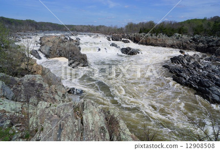 Scenery of Great Falls Park, Virginia, USA 12908508