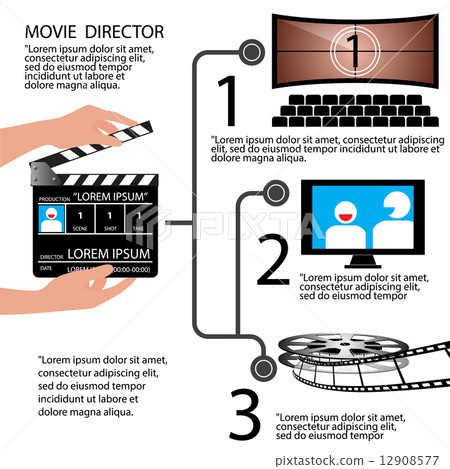 Movie Direction concept Infographic, vector Illustration  12908577