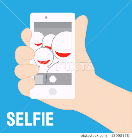 Taking a self group portrait with smart phone. Selfie concept Taking a self group portrait with smart phone. Selfie concept 12908578