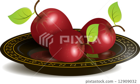 apple on black dish 12909032