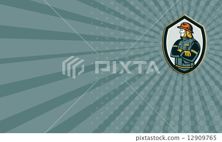 Business card Fireman Firefighter Arms Folded... - Stock Illustration ...