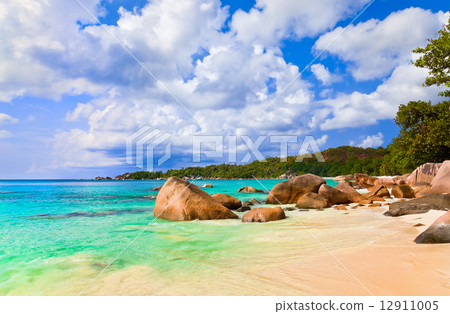 Beach Anse Lazio at island Praslin, Seychelles Beach Anse Lazio at island Praslin, Seychelles 12911005