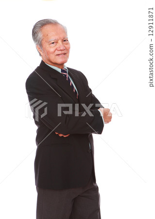 white background old man studio shot businessman portrait suit senior formal smiling confidence     12911871