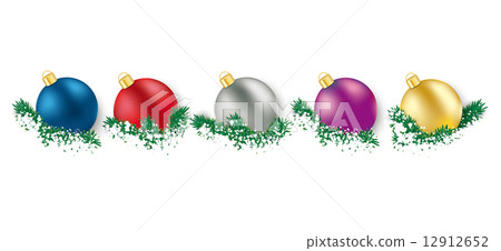 5 Colored Christmas Baubles  Green Twigs 12912652