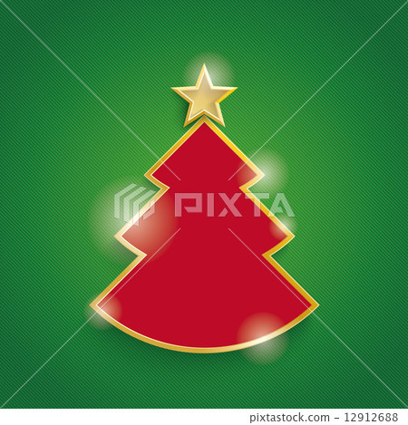 Christmas Tree Golden Star Green Background - Stock Illustration ...