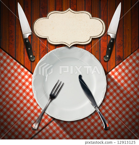 Empty White Plate with Cutlery 12913125