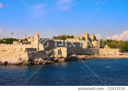Greece. Rhodes. An ancient fortification round an old city.. Greece. Rhodes. An ancient fortification round an old city.. 12913158