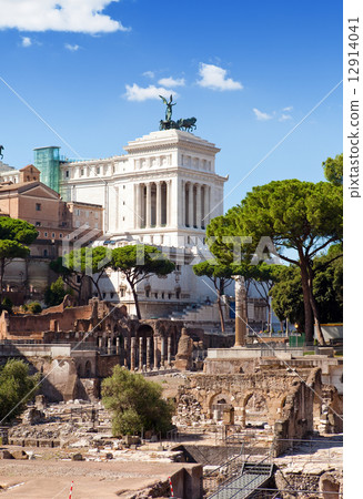Italy. Rome. Ruins of a forum and Vittoriano Italy. Rome. Ruins of a forum and Vittoriano 12914041
