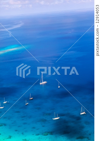 Yachts in a bay. Aerial view. 12914053