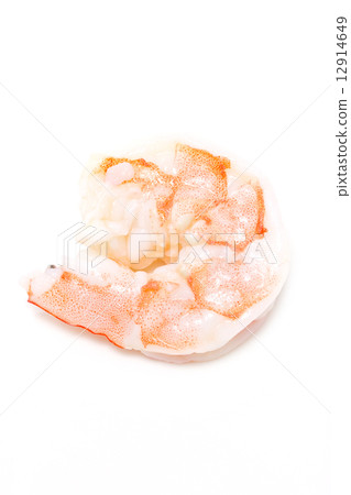 cooked unshelled shrimps isolated on white. 12914649