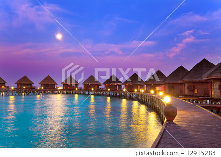 Island in ocean, Maldives. Night 12915283