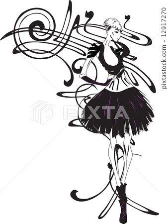 girl on background pattern 12917270