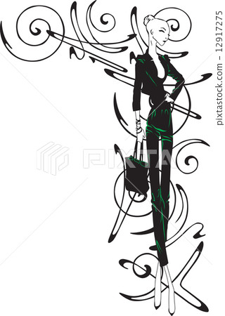 girl on background pattern girl on background pattern 12917275