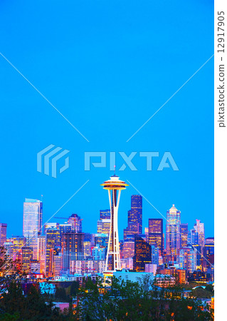 Downtown Seattle cityscape with Space Needle Downtown Seattle cityscape with Space Needle 12917905