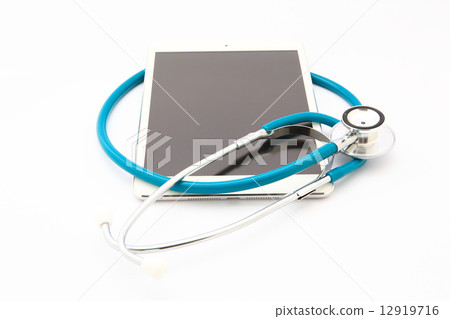 Tablet Computer With  Stethoscope, Isolated On White Background 12919716