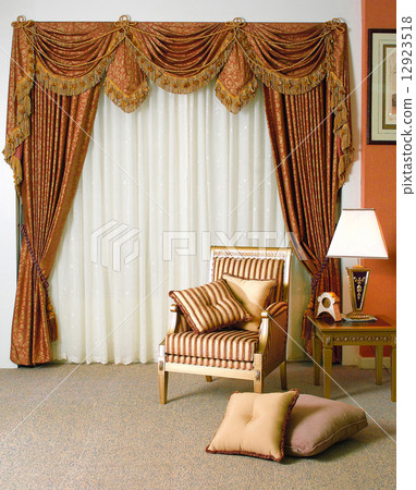 luxury curtain and armchair with black space 12923518
