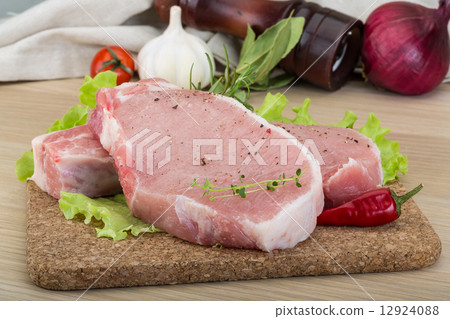 Raw pork steak Raw pork steak 12924088