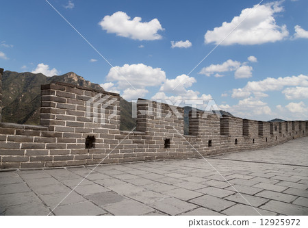 View of one of the most scenic sections of the Great Wall of China, north of Beijing 12925972