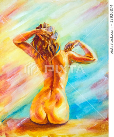 Beautiful naked woman sitting 12926874
