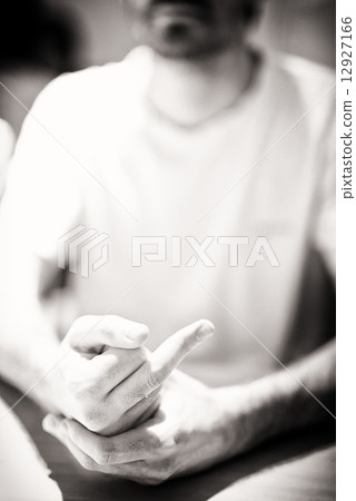 Angry man showing the finger 12927166