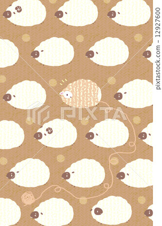 Lots of sheep and yarn sheep (orange yarn) postcard size 12927600