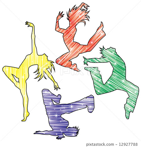 舞蹈剪影(閃閃發光的流線型) 舞蹈剪影(閃閃發光的流線型) 12927788