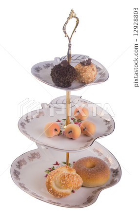 tray. three tier serving tray on a background. 12928803