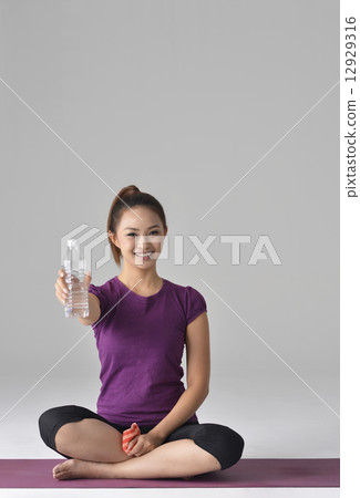 Asian lady after yoga Asian lady after yoga 12929316