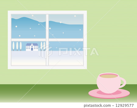 Winter landscape window milk tea - Stock Illustration [12929577] - PIXTA