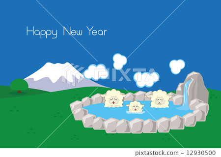 Parent-child lamb entering a hot spring 1 Parent-child lamb entering a hot spring 1 12930500