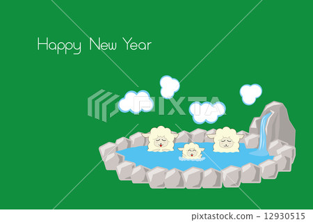 Parent-child lamb entering a hot spring 1 12930515