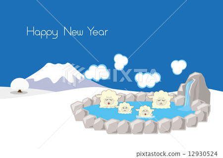 Parent-child lamb 2 entering a hot spring Parent-child lamb 2 entering a hot spring 12930524