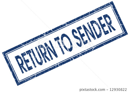 return to sender blue square stamp isolated on white background 12930822