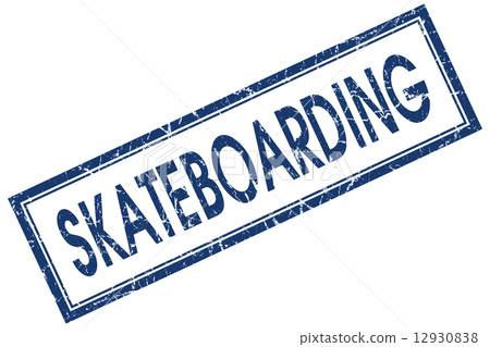 skateboarding blue square stamp isolated on white background 12930838