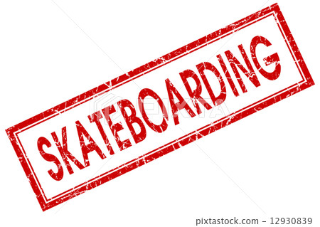skateboarding red square stamp isolated on white background 12930839