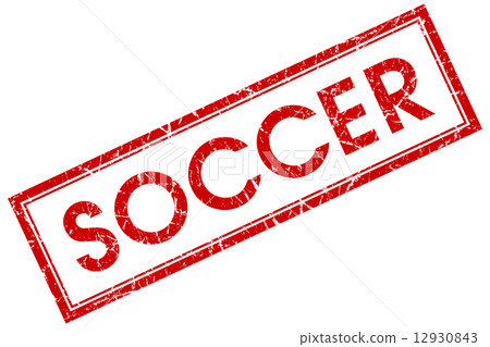 soccer red square stamp isolated on white background 12930843