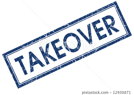 takeover blue square stamp isolated on white background 12930871