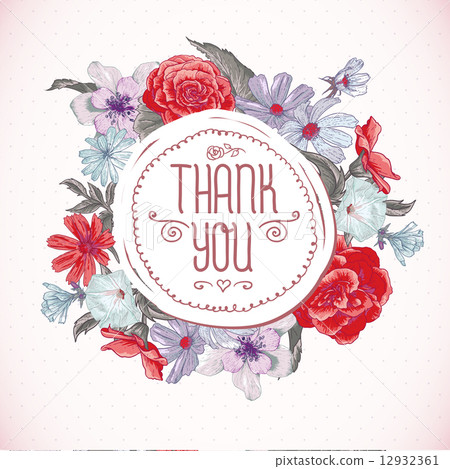 Vintage Greeting Card with Blooming Flowers - Stock Illustration ...