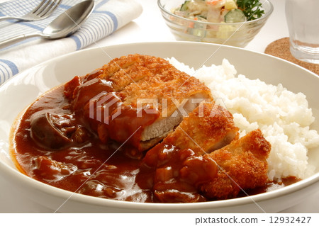 Cutlet Curry Curry Rice White Background 12932427