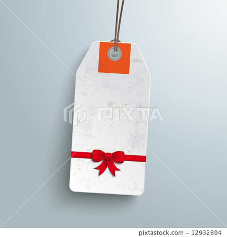 White Price Sticker Christmas Red Ribbon 12932894