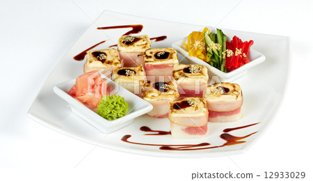 Sushi plate isolated on white 12933029