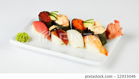 Sushi plate isolated on white 12933046