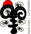 2015 New Year's card material "sheep" ★ Sunrise Raun cloud 12934460