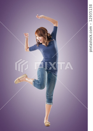Excited Asian young girl Excited Asian young girl 12935138