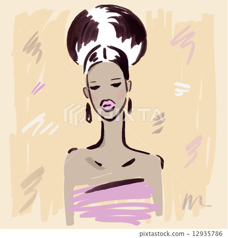 Fashion girl.  Hand drawn Portrait. 12935786